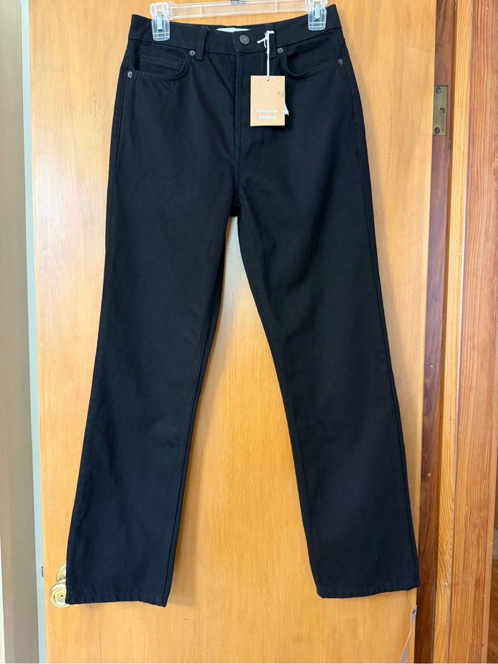 Reformation Women’s Black Straight-Leg High Rise Jeans Cynthia